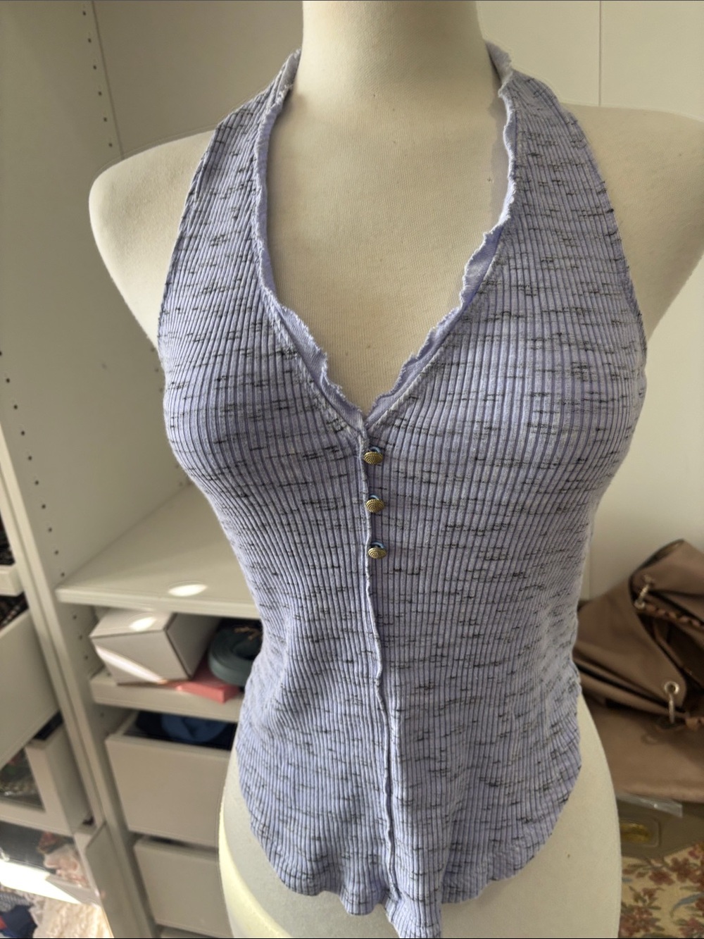 Pilcro Lavender Ribbed Halter Tank with Button Front - Picture 9 of 16